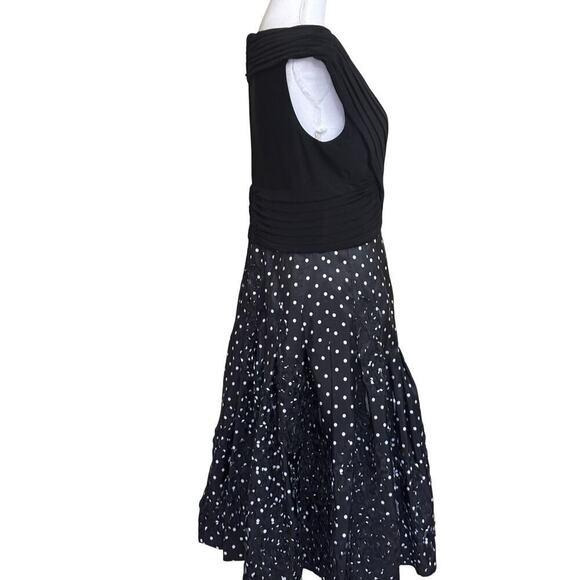 Adrianna Papell black dot dress, 14, Easter, party, fit and flare, retro glam - Picture 2 of 7